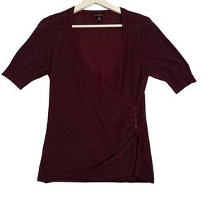Le Chateau Silk and Metallic Short Sleeve Top